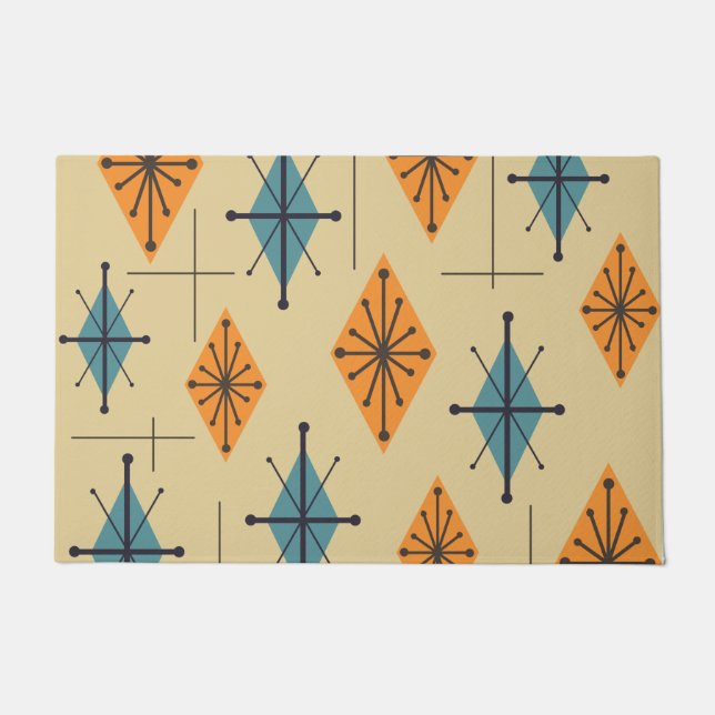 Mid Century Modern Starburst Diamonds Doormat (Front)