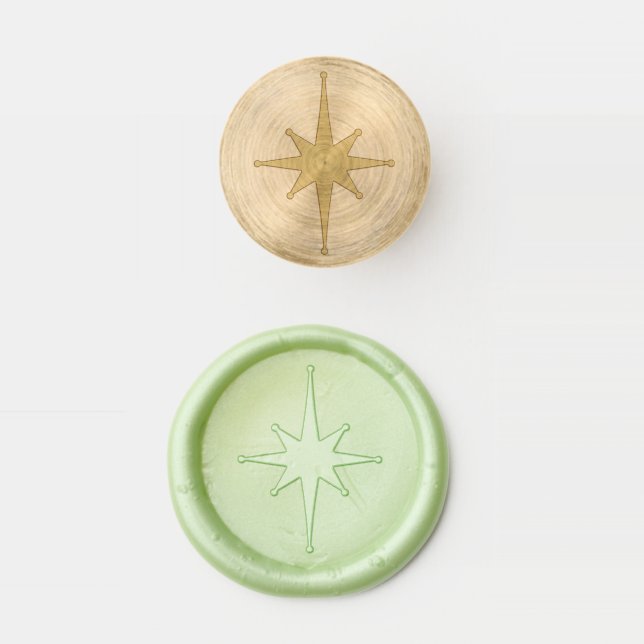 Mid Century Modern Starburst Minimal Retro Wax Seal Stamp (Stamped)
