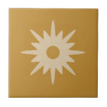 Mid-Century Modern Starburst | Ochre Gold Ceramic Tile<br><div class="desc">Mid-century modern inspired design featuring a single vintage retro starburst on an ochre gold background. Simple, clean modern design. Create your own custom tile by uploading a new image, or use the "message" button to contact the designer for help. To create your own design: 1. Select personalize this template. 2....</div>