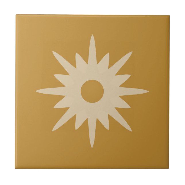 Mid-Century Modern Starburst | Ochre Gold Ceramic Tile (Front)