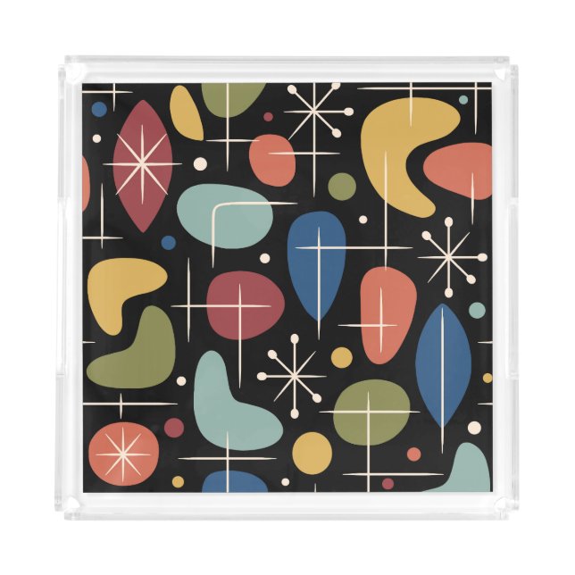 Mid Century Modern Starburst Pattern Acrylic Tray (Front)