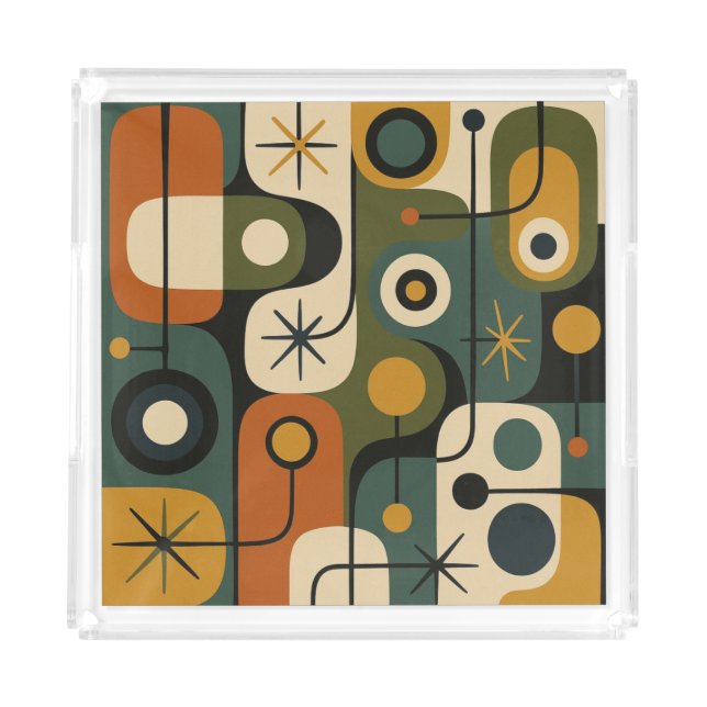 Mid Century Modern Starburst Pattern Acrylic Tray (Front)