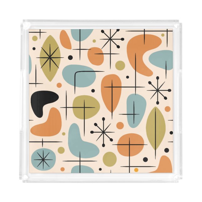Mid Century Modern Starburst Pattern Acrylic Tray (Front)
