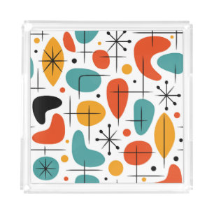 Mid Century Modern Starburst Pattern Acrylic Tray