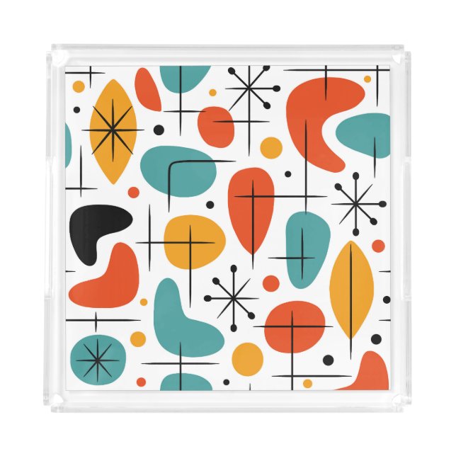 Mid Century Modern Starburst Pattern Acrylic Tray (Front)