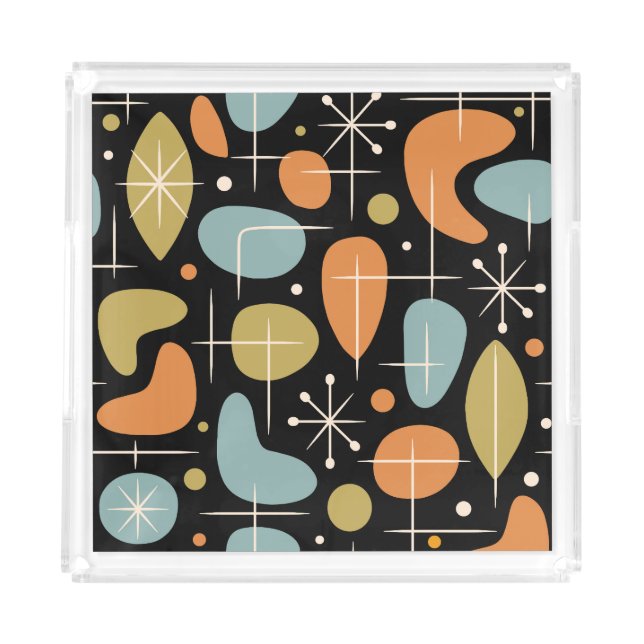 Mid Century Modern Starburst Pattern Acrylic Tray (Front)