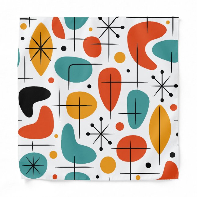 Mid Century Modern Starburst Pattern Bandana (Front)