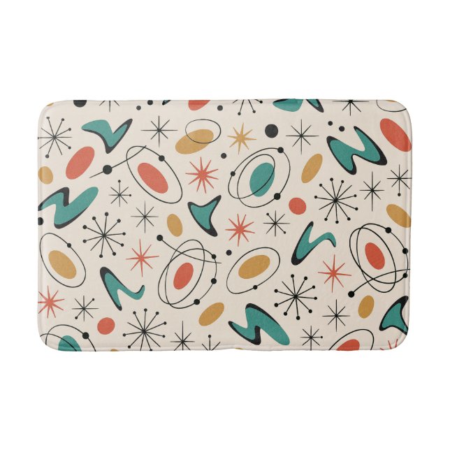 Mid Century Modern Starburst Pattern Bath Mat (Front)