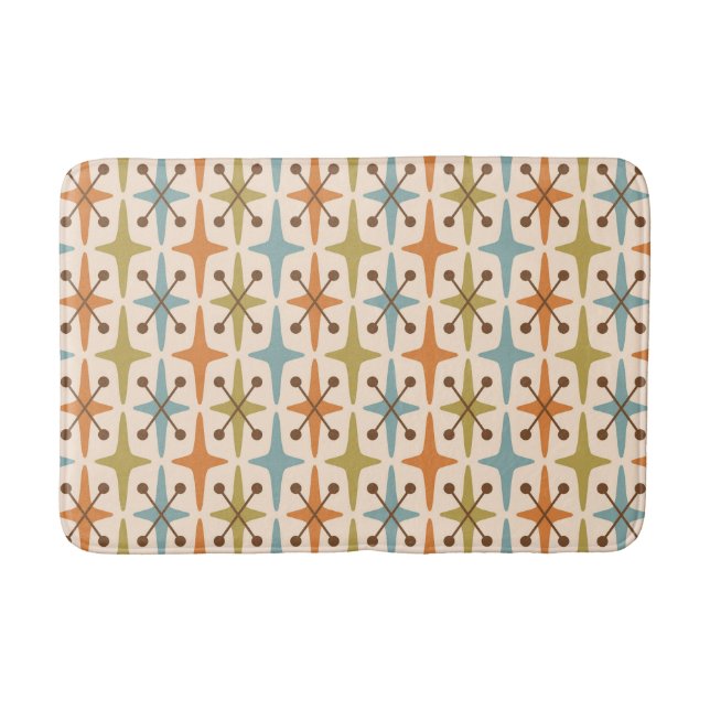 Mid Century Modern Starburst Pattern Bath Mat (Front)