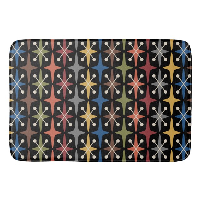 Mid Century Modern Starburst Pattern Bath Mat (Front)