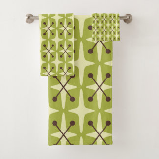 Mid Century Modern Starburst Pattern Bath Towel Set