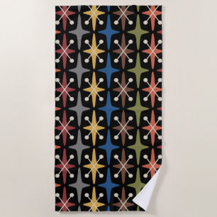 Mid Century Modern Starburst Pattern Beach Towel