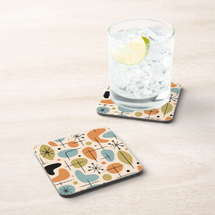 Mid Century Modern Starburst Pattern Beverage Coaster