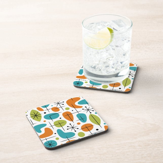 Mid Century Modern Starburst Pattern Beverage Coaster (Right Side)