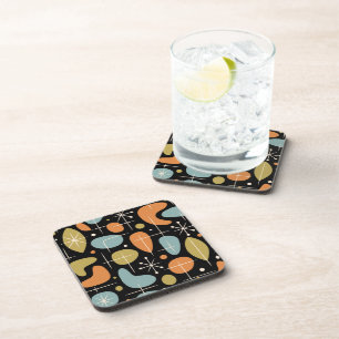 Mid Century Modern Starburst Pattern Beverage Coaster