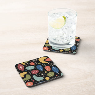Mid Century Modern Starburst Pattern Beverage Coaster