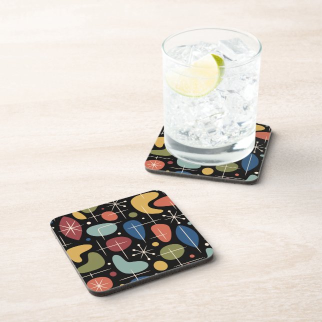 Mid Century Modern Starburst Pattern Beverage Coaster (Right Side)