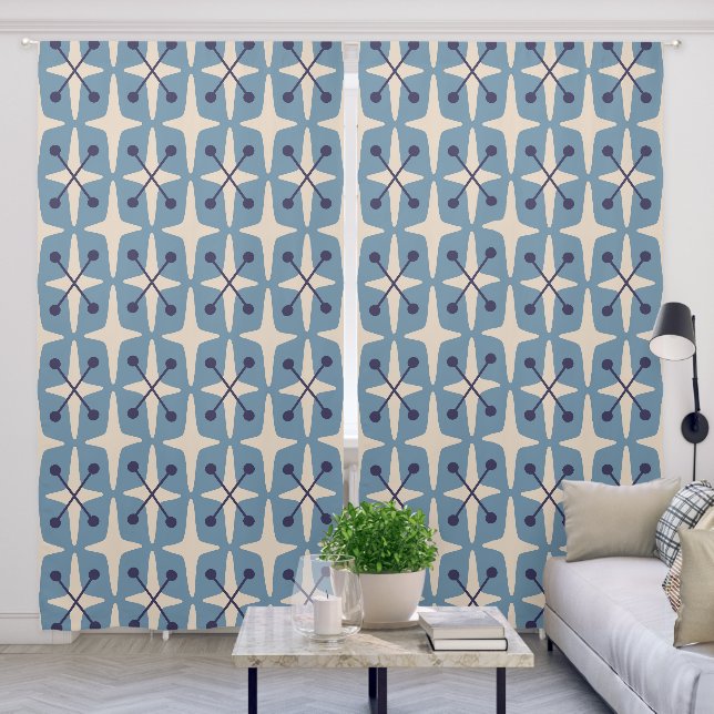 Mid Century Modern Starburst Pattern Blackout Curtains (Living Room)