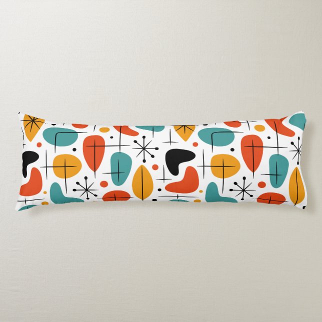 Mid Century Modern Starburst Pattern Body Pillow (Front)
