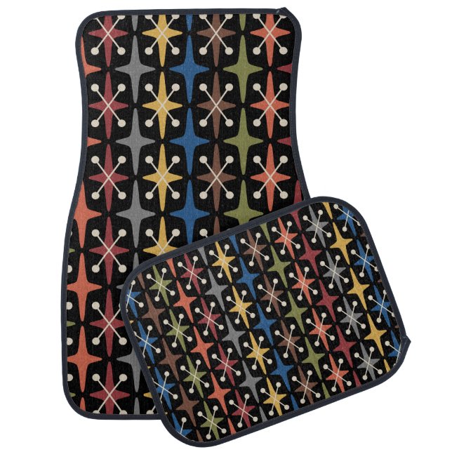 Mid Century Modern Starburst Pattern Car Floor Mat (Set)