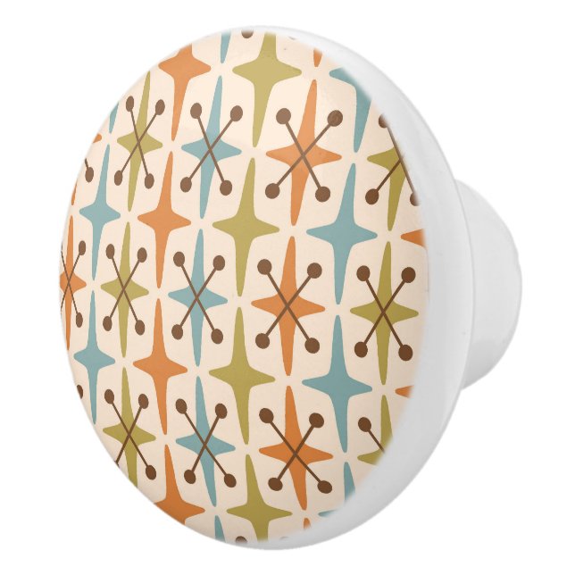 Mid Century Modern Starburst Pattern Ceramic Knob (Right)