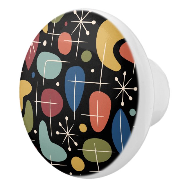 Mid Century Modern Starburst Pattern Ceramic Knob (Right)