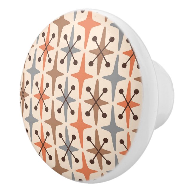 Mid Century Modern Starburst Pattern Ceramic Knob (Right)
