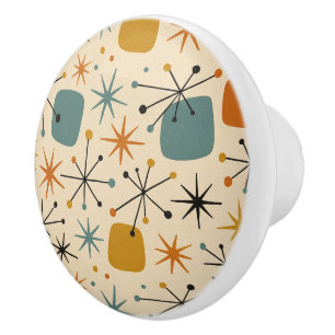 Mid Century Modern Starburst Pattern Ceramic Knob