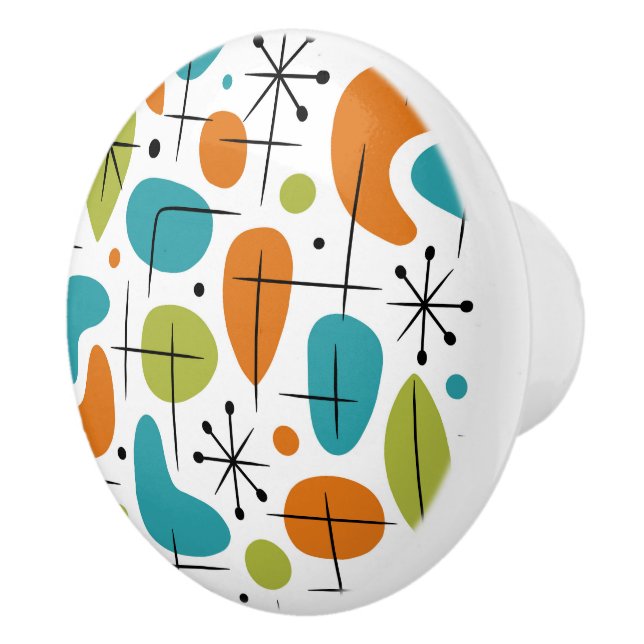 Mid Century Modern Starburst Pattern Ceramic Knob (Right)