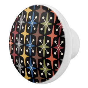 Mid Century Modern Starburst Pattern Ceramic Knob