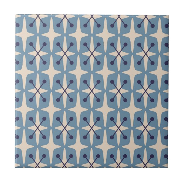 Mid Century Modern Starburst Pattern Ceramic Tile (Front)