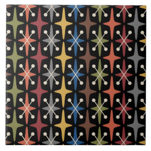 Mid Century Modern Starburst Pattern Ceramic Tile