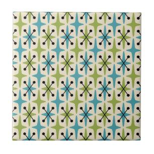 Mid Century Modern Starburst Pattern Ceramic Tile