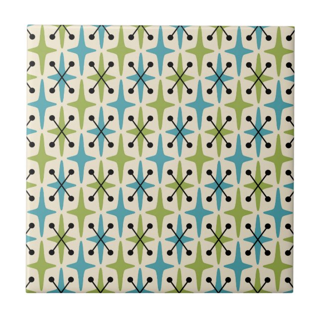 Mid Century Modern Starburst Pattern Ceramic Tile (Front)