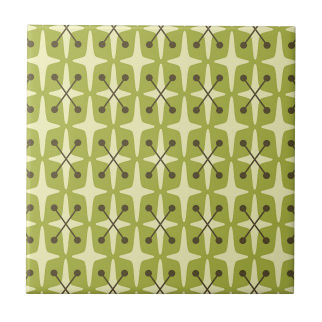 Mid Century Modern Starburst Pattern Ceramic Tile (Front)
