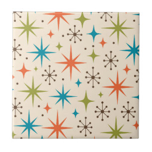 Mid Century Modern Starburst Pattern Ceramic Tile