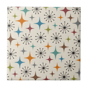 Mid Century Modern Starburst Pattern Ceramic Tile