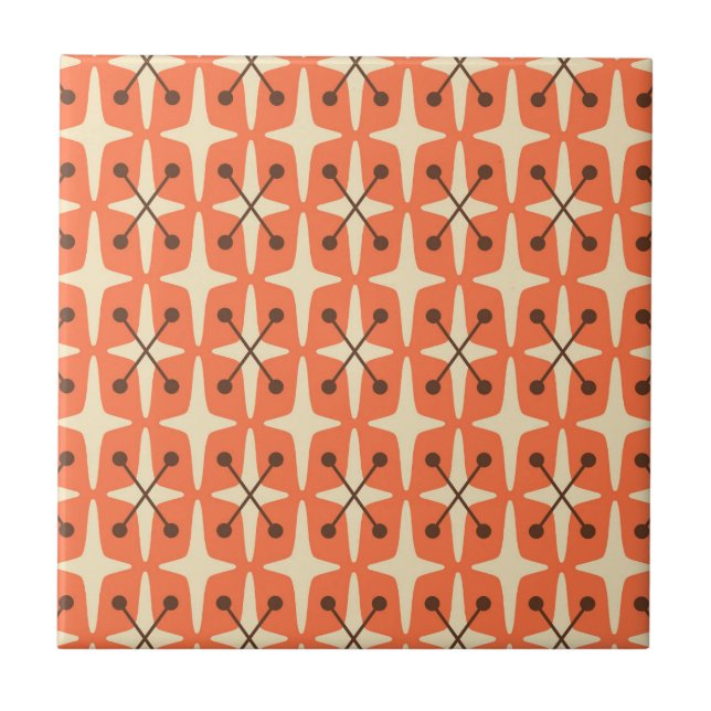 Mid Century Modern Starburst Pattern Ceramic Tile (Front)