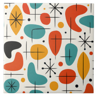 Mid Century Modern Starburst Pattern Ceramic Tile