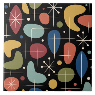 Mid Century Modern Starburst Pattern Ceramic Tile