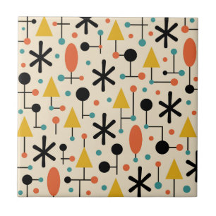 Mid Century Modern Starburst Pattern Ceramic Tile