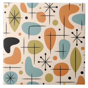 Mid Century Modern Starburst Pattern Ceramic Tile