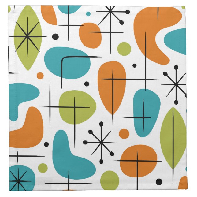 Mid Century Modern Starburst Pattern Cloth Napkin (Front)