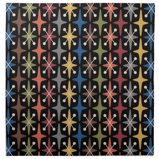Mid Century Modern Starburst Pattern Cloth Napkin (Front)