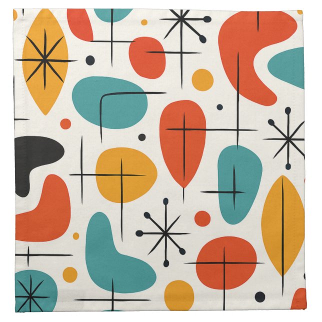 Mid Century Modern Starburst Pattern Cloth Napkin (Front)