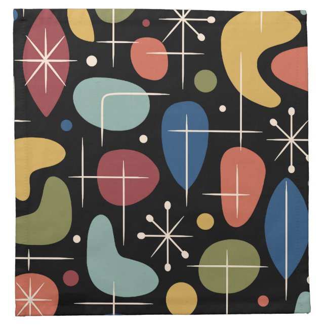 Mid Century Modern Starburst Pattern Cloth Napkin (Front)