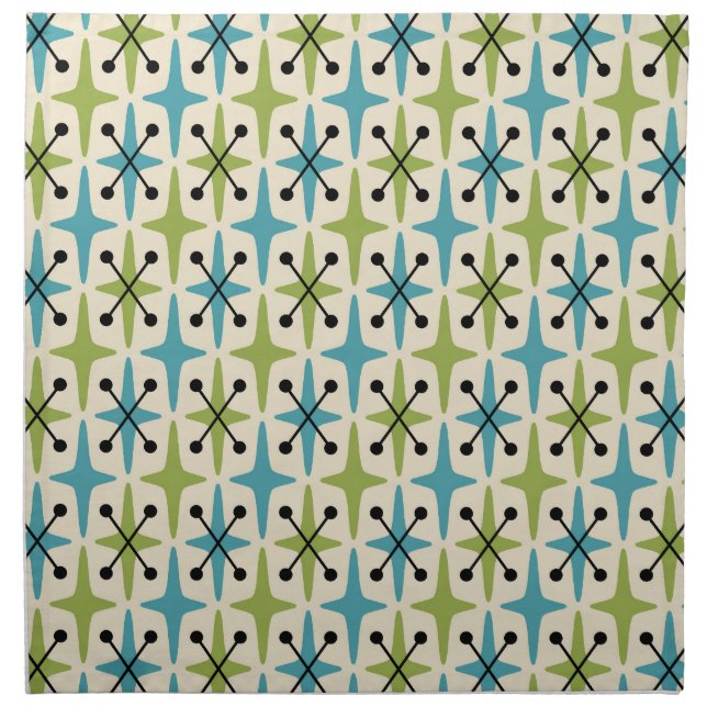 Mid Century Modern Starburst Pattern Cloth Napkin (Front)