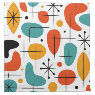 Mid Century Modern Starburst Pattern Cloth Napkin