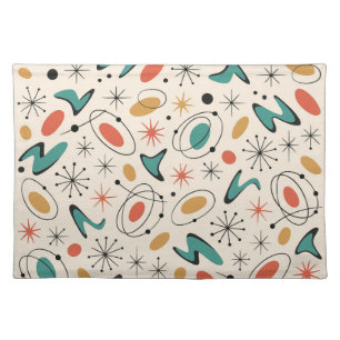 Mid Century Modern Starburst Pattern Cloth Placemat