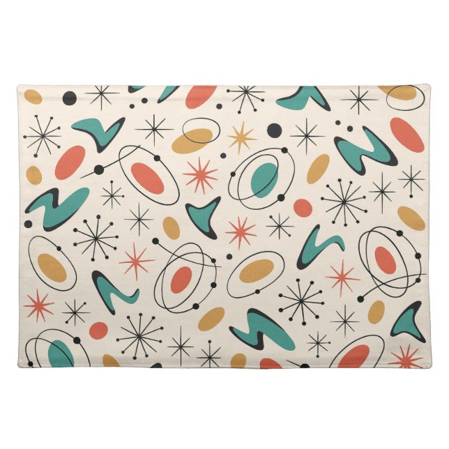 Mid Century Modern Starburst Pattern Cloth Placemat (Front)